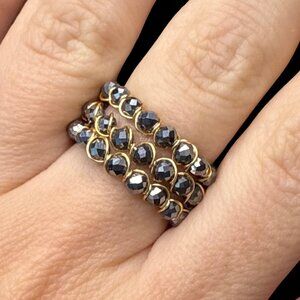 Stackable Hematite gold wire wrapped ring women’s new jewelry fashion